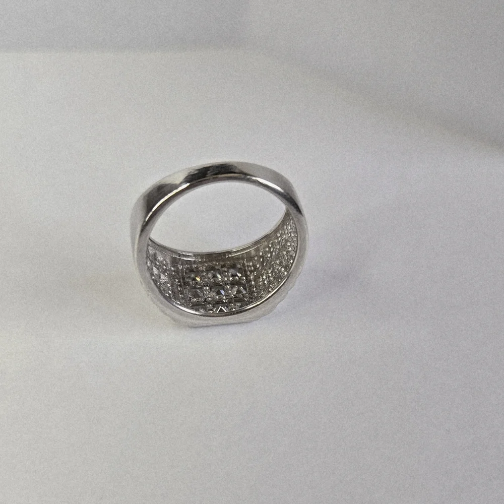 Men's Silver Square CZ Ring - Picture 5 of 8